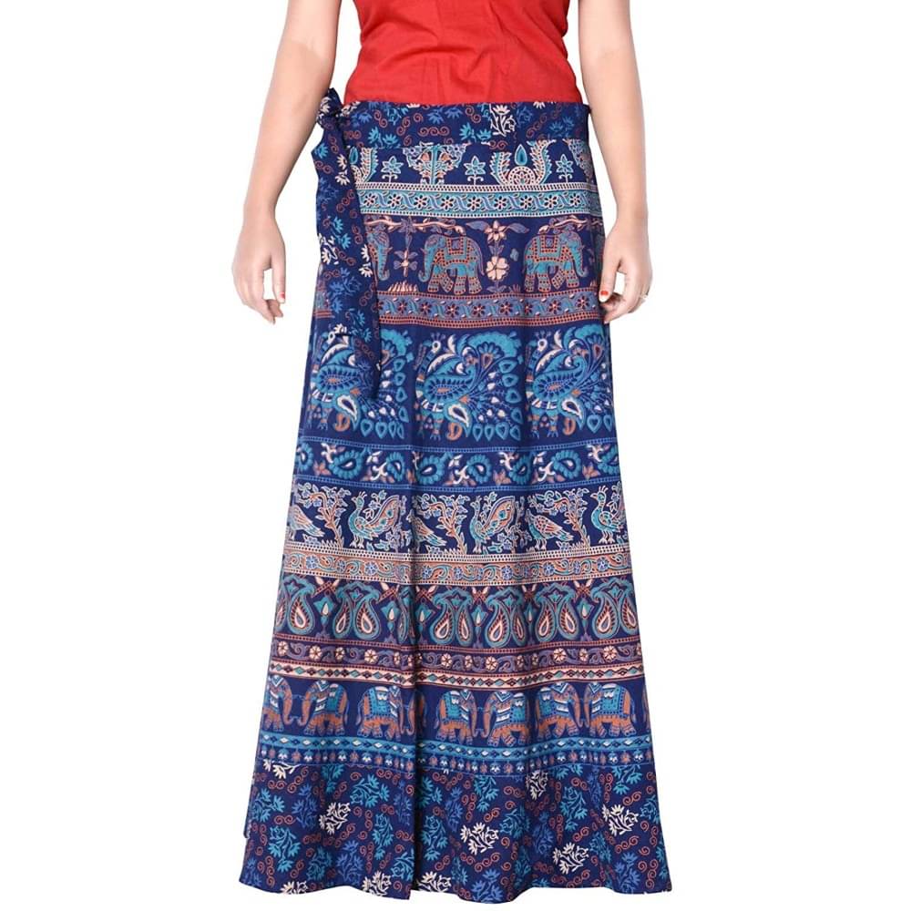 Rangun Cotton Straight Skirt - Blue Rangun Cotton Straight Skirt - Blue