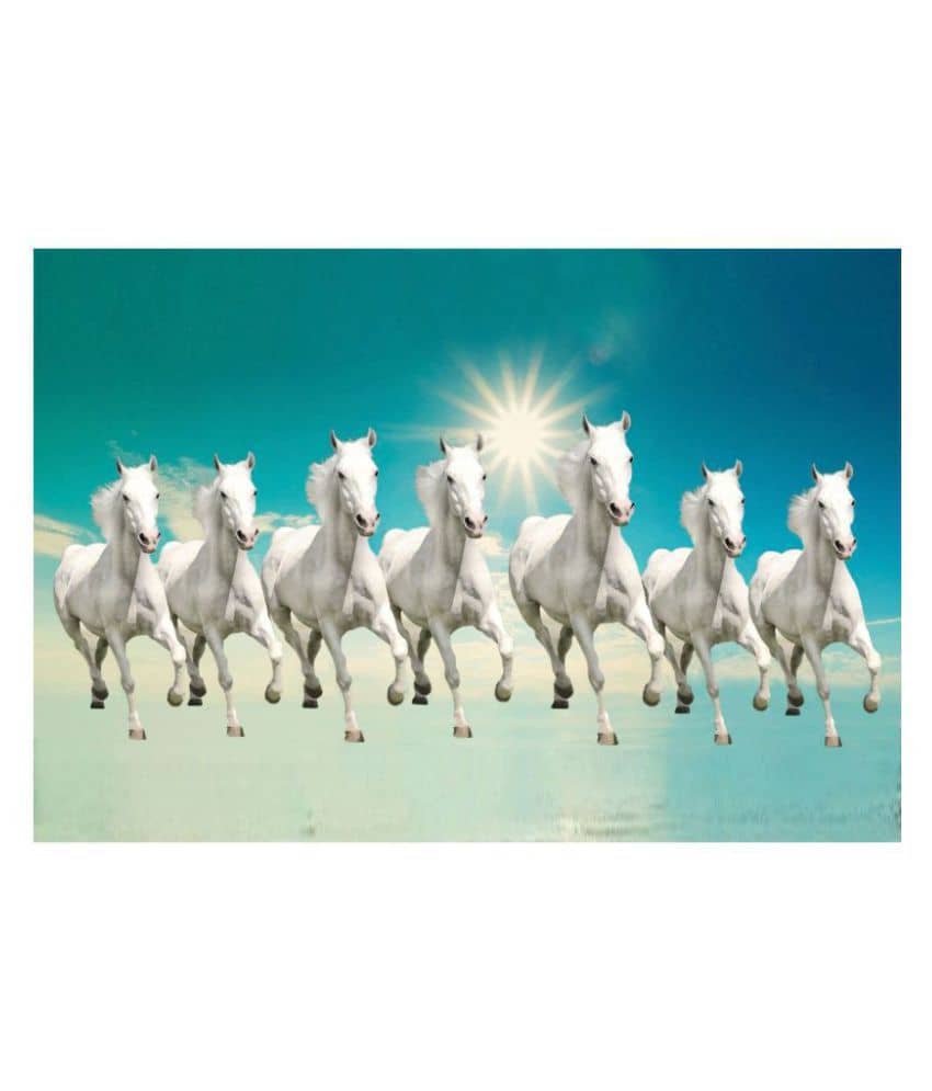 Otil American Noti Vastu 7 Lucky Horse Paper Photo Paper Wall Poster Without Frame