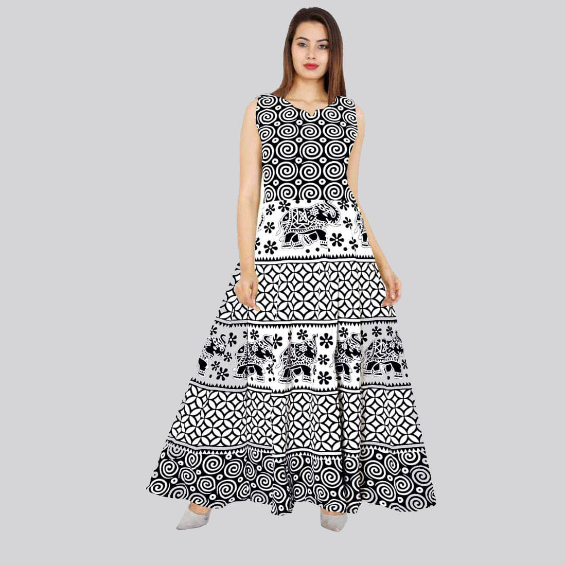 Rangun Women Cotton A-line Dress ( Black )     			Rangun Women Cotton A-line Dress ( Black )