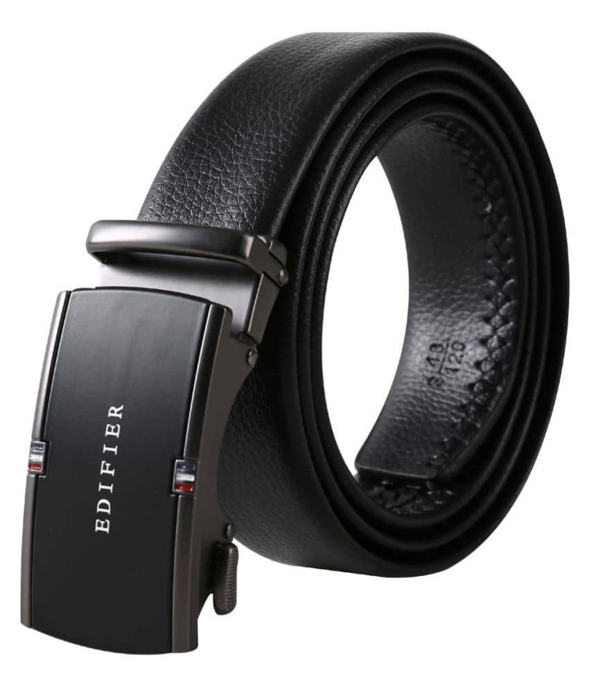 Edifier - Black Leather Men's Casual Belt ( Pack of 1 )