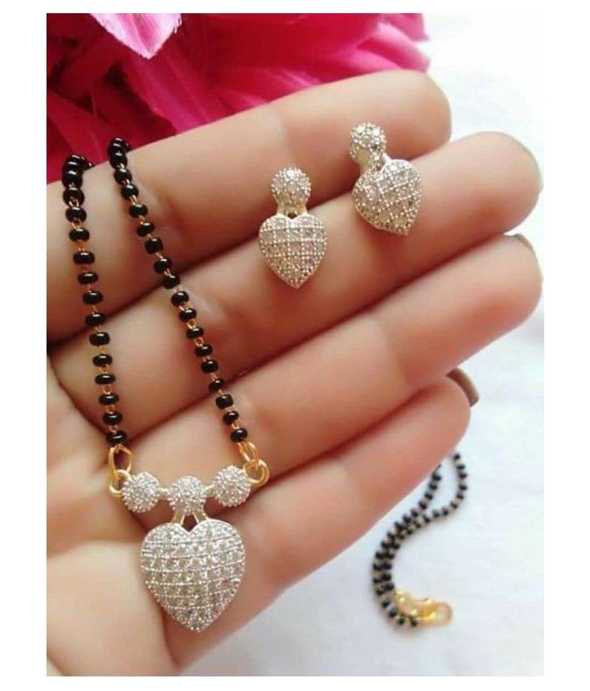 Navya Collection American Diamond Heart Shape Mangalsutra For Woman Navya Collection American Diamond Heart Shape Mangalsutra For Woman