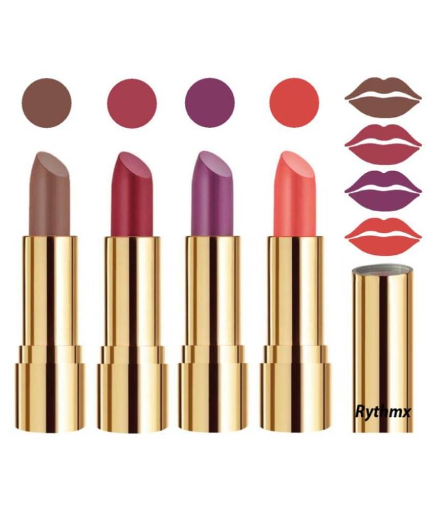 Rythmx Professional Timeless 4 Colors Lipstick Brown,Pink,Purple, Peach Pack of 4 16 g Rythmx Professional Timeless 4 Colors Lipstick Brown,Pink,Purple, Peach Pack of 4 16 g