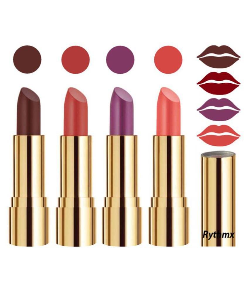Rythmx Professional Timeless 4 Colors Lipstick Brown,Peach,Purple, Peach Pack of 4 16 g Rythmx Professional Timeless 4 Colors Lipstick Brown,Peach,Purple, Peach Pack of 4 16 g