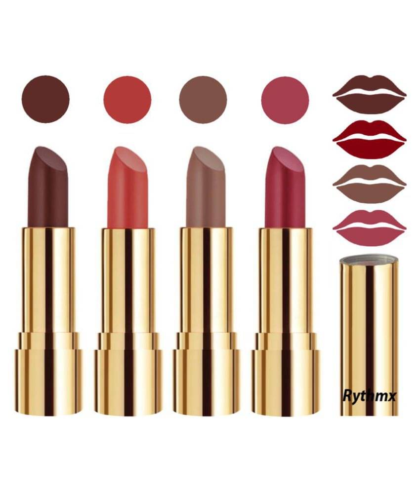 Rythmx Professional Timeless 4 Colors Lipstick Brown,Peach,Brown, Pink Pack of 4 16 g Rythmx Professional Timeless 4 Colors Lipstick Brown,Peach,Brown, Pink Pack of 4 16 g