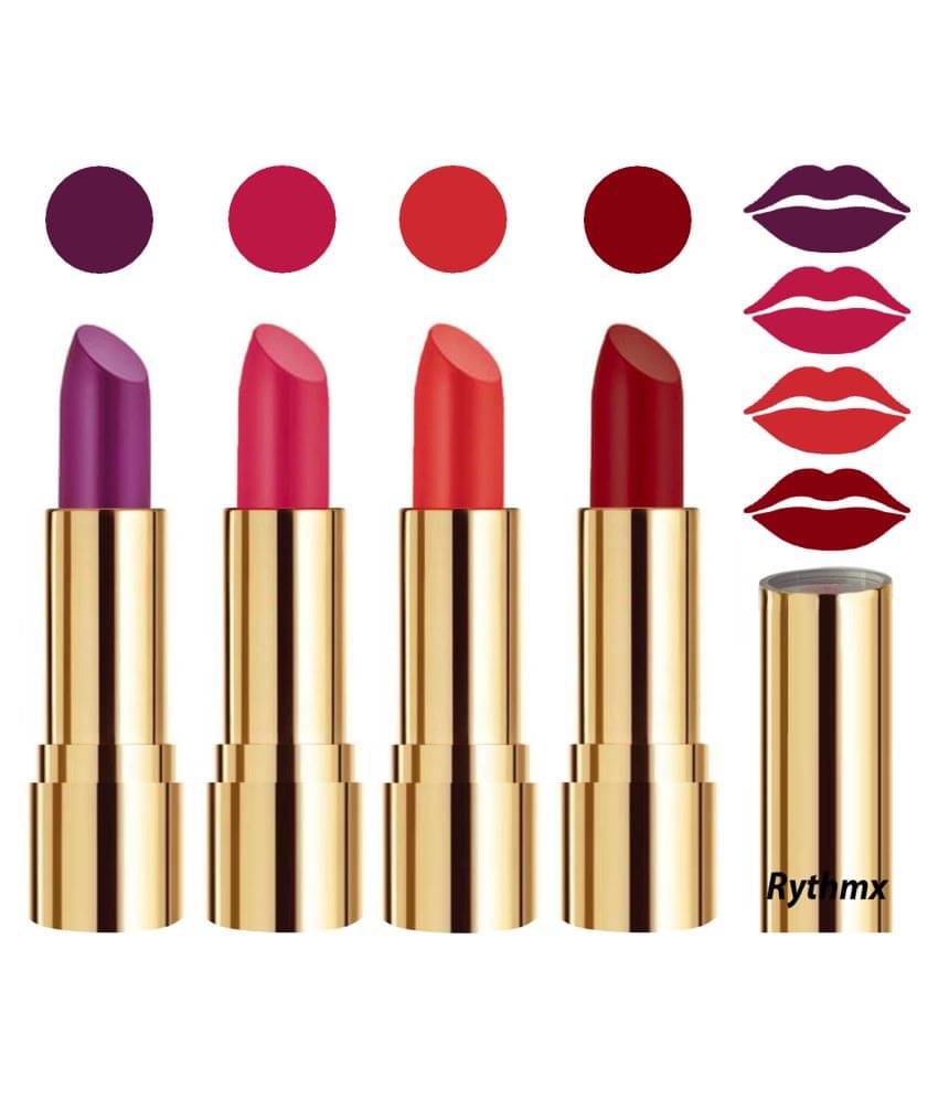 Rythmx Professional Timeless 4 Colors Lipstick Purple,Pink,Orange, Maroon Pack of 4 16 g Rythmx Professional Timeless 4 Colors Lipstick Purple,Pink,Orange, Maroon Pack of 4 16 g