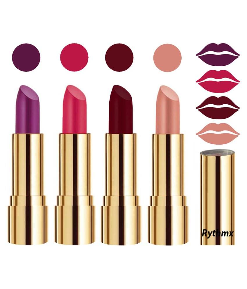     			Rythmx Professional Timeless 4 Colors Lipstick Purple,Pink,Maroon, Peach Pack of 4 16 g