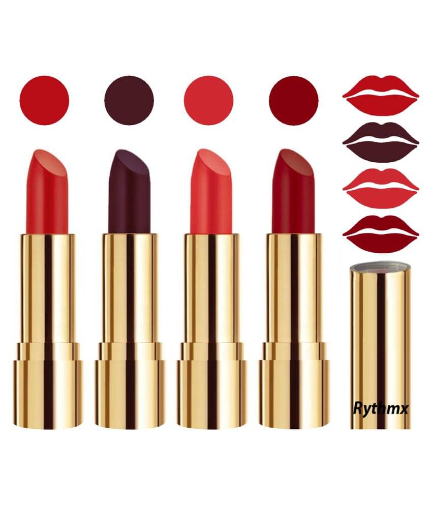 Rythmx Professional Timeless 4 Colors Lipstick Orange,Wine,Orange, Maroon Pack of 4 16 g Rythmx Professional Timeless 4 Colors Lipstick Orange,Wine,Orange, Maroon Pack of 4 16 g