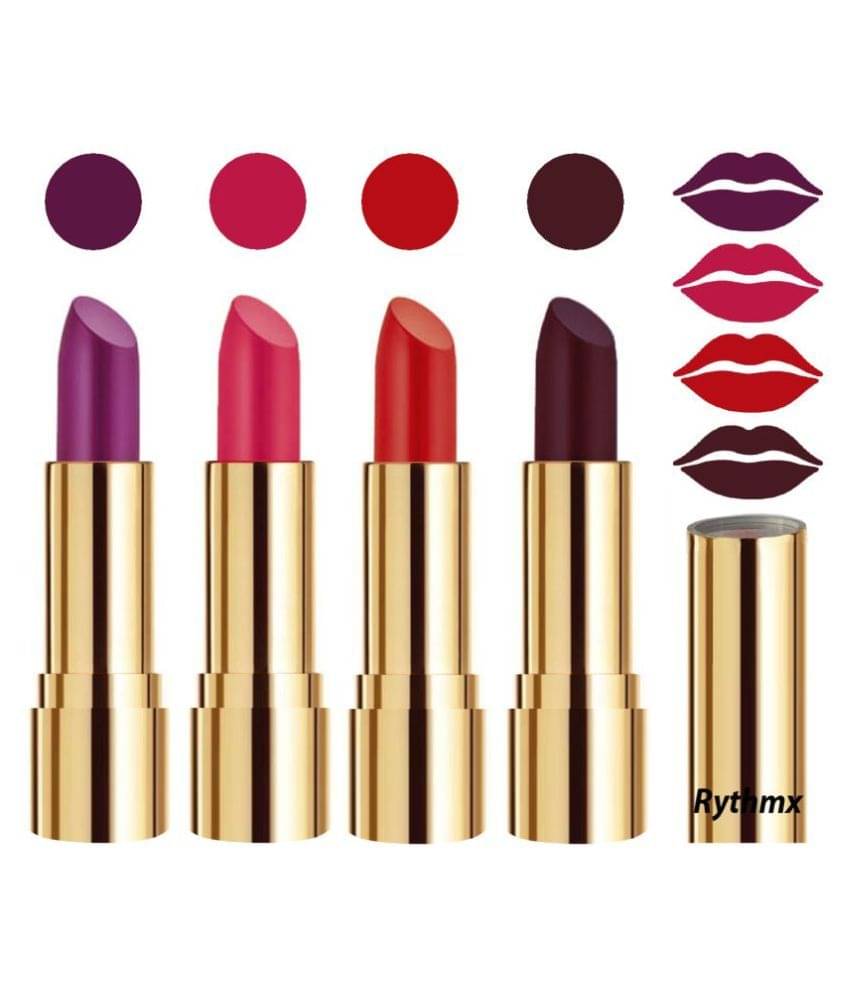 Rythmx Professional Timeless 4 Colors Lipstick Purple,Pink,Orange, Wine Pack of 4 16 g Rythmx Professional Timeless 4 Colors Lipstick Purple,Pink,Orange, Wine Pack of 4 16 g