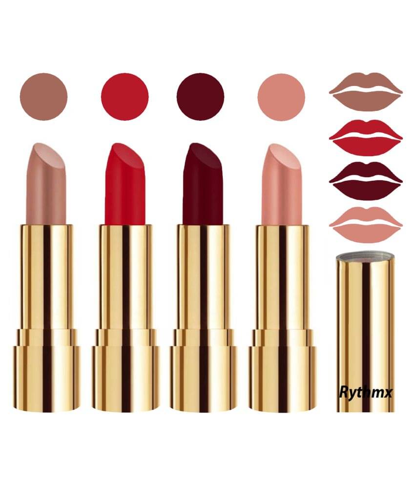     			Rythmx Professional Timeless 4 Colors Lipstick Nude,Red,Maroon, Peach Pack of 4 16 g