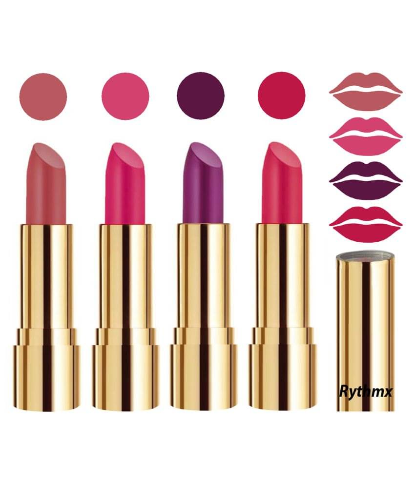 Rythmx Professional Timeless 4 Colors Lipstick Nude,Magenta,Purple, Pink Pack of 4 16 g Rythmx Professional Timeless 4 Colors Lipstick Nude,Magenta,Purple, Pink Pack of 4 16 g