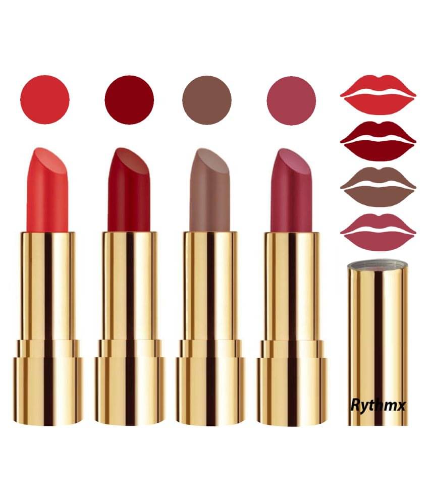 Rythmx Professional Timeless 4 Colors Lipstick Orange,Maroon,Brown, Pink Pack of 4 16 g Rythmx Professional Timeless 4 Colors Lipstick Orange,Maroon,Brown, Pink Pack of 4 16 g
