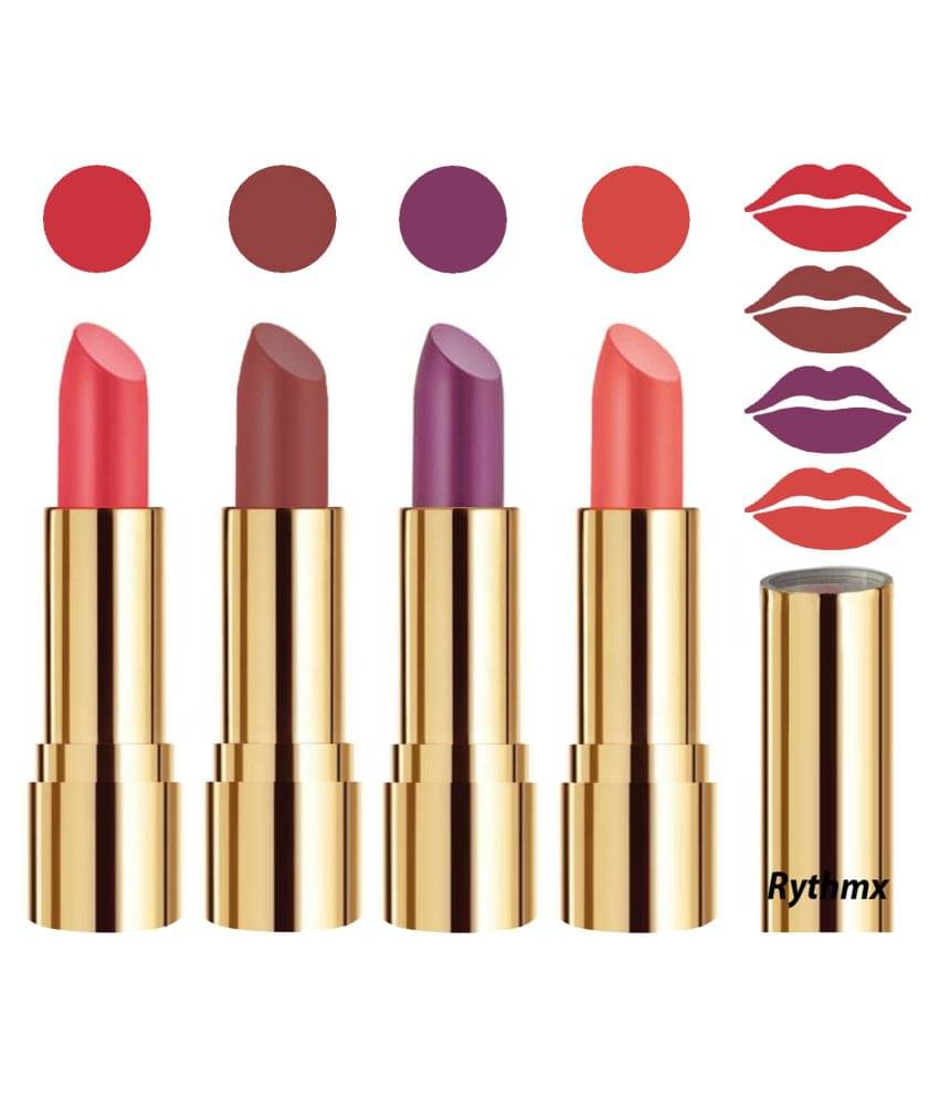     			Rythmx Professional Timeless 4 Colors Lipstick Red,Nude,Purple, Peach Pack of 4 16 g