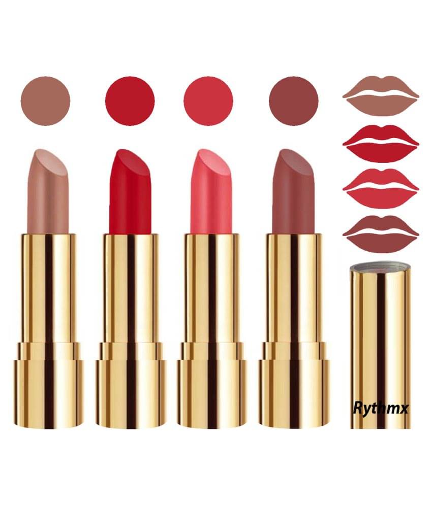 Rythmx Professional Timeless 4 Colors Lipstick Nude,Red,Red, Nude Pack of 4 16 g Rythmx Professional Timeless 4 Colors Lipstick Nude,Red,Red, Nude Pack of 4 16 g
