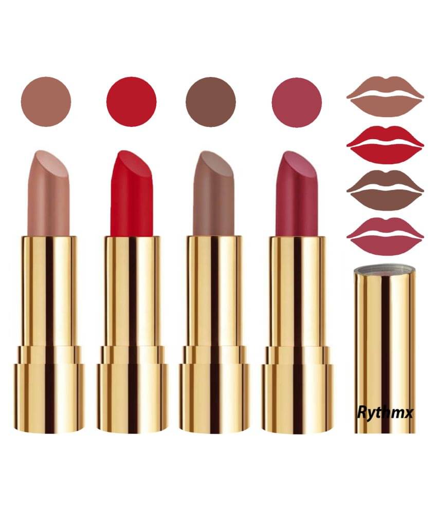 Rythmx Professional Timeless 4 Colors Lipstick Nude,Red,Brown, Pink Pack of 4 16 g Rythmx Professional Timeless 4 Colors Lipstick Nude,Red,Brown, Pink Pack of 4 16 g