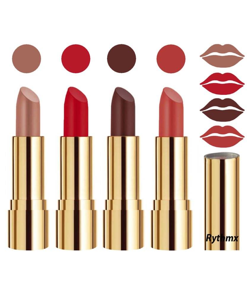 Rythmx Professional Timeless 4 Colors Lipstick Nude,Red,Brown, Peach Pack of 4 16 g Rythmx Professional Timeless 4 Colors Lipstick Nude,Red,Brown, Peach Pack of 4 16 g
