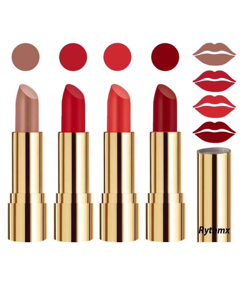 Rythmx Professional Timeless 4 Colors Lipstick Nude,Red,Orange, Maroon Pack of 4 16 g Rythmx Professional Timeless 4 Colors Lipstick Nude,Red,Orange, Maroon Pack of 4 16 g