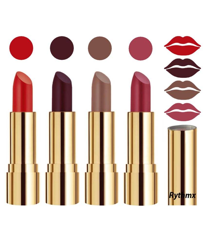 Rythmx Professional Timeless 4 Colors Lipstick Orange,Wine,Brown, Pink Pack of 4 16 g Rythmx Professional Timeless 4 Colors Lipstick Orange,Wine,Brown, Pink Pack of 4 16 g