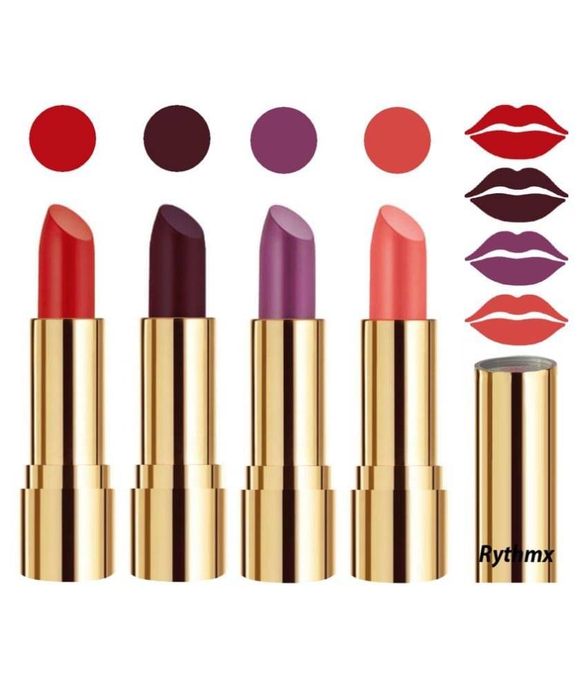 Rythmx Professional Timeless 4 Colors Lipstick Orange,Wine,Purple, Peach Pack of 4 16 g Rythmx Professional Timeless 4 Colors Lipstick Orange,Wine,Purple, Peach Pack of 4 16 g