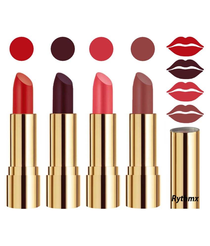 Rythmx Professional Timeless 4 Colors Lipstick Orange,Wine,Red, Nude Pack of 4 16 g Rythmx Professional Timeless 4 Colors Lipstick Orange,Wine,Red, Nude Pack of 4 16 g
