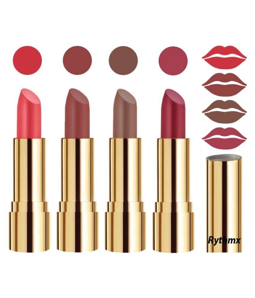 Rythmx Professional Timeless 4 Colors Lipstick Red,Nude,Brown, Pink Pack of 4 16 g Rythmx Professional Timeless 4 Colors Lipstick Red,Nude,Brown, Pink Pack of 4 16 g