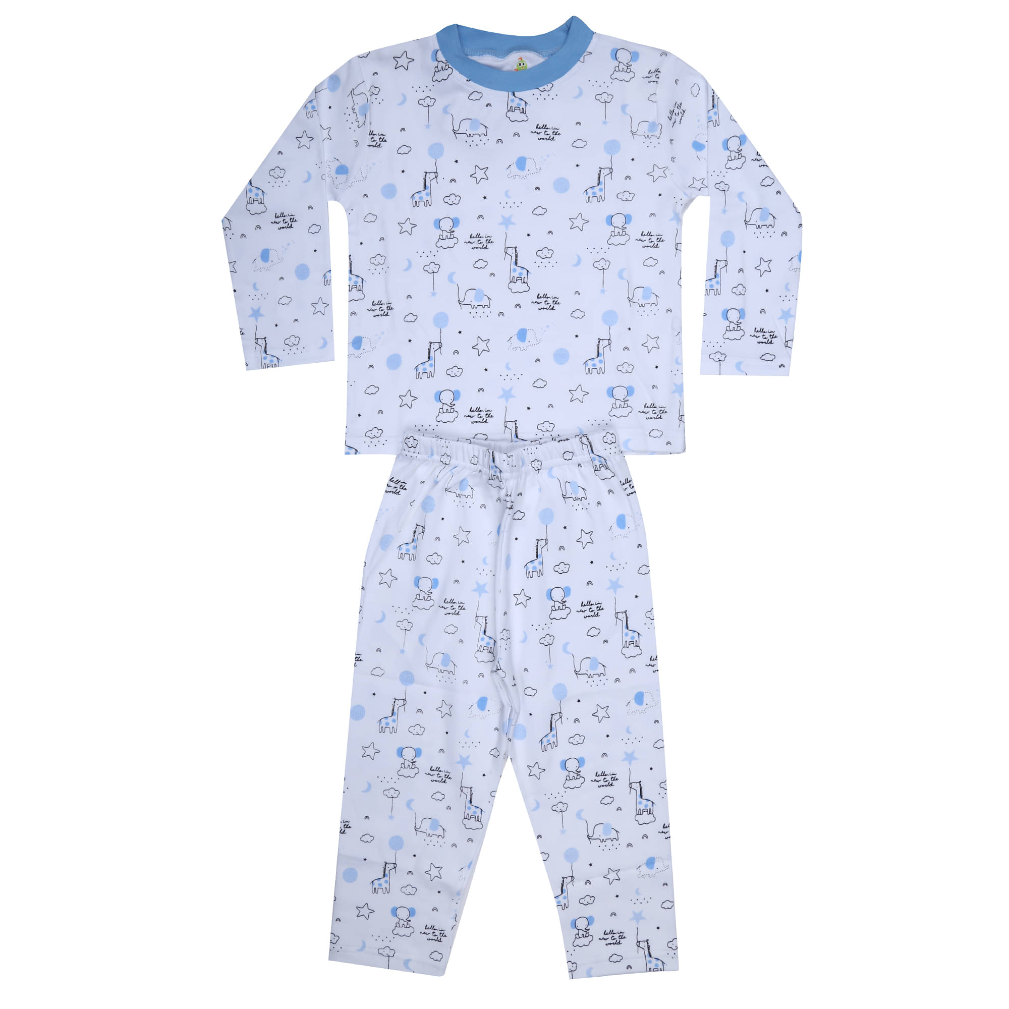     			KABOOS Pack of 1 Boys 100% Cotton Nightsuit Set ( White )