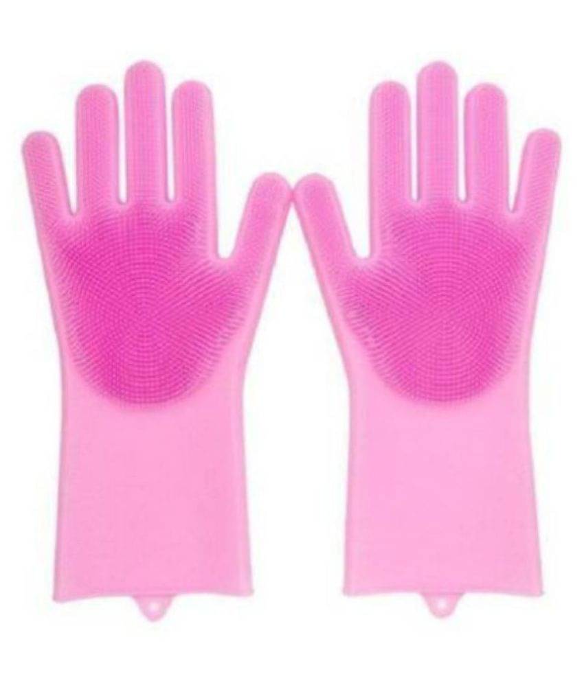     			HRIDAAN Silicone Scrubbing Rubber Medium Cleaning Glove SILICONE HAND GLOVES