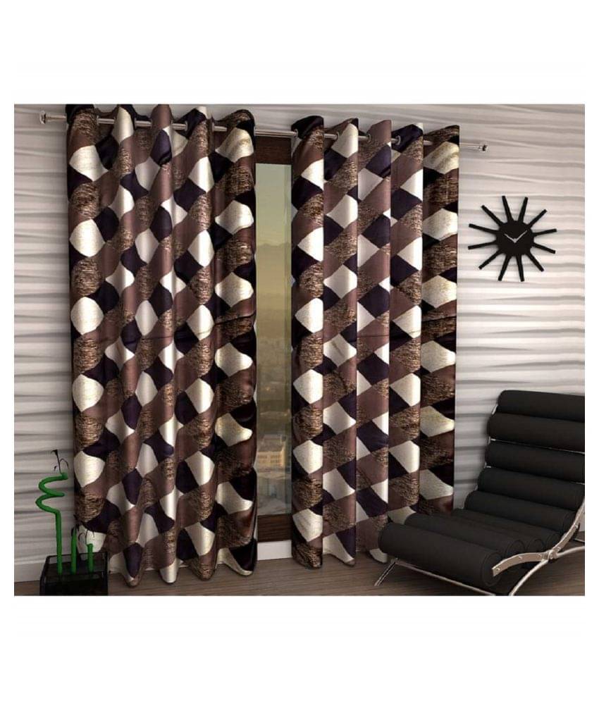 Tanishka Fabs Semi-Transparent Curtain 7 ft ( Pack of 2 ) - Brown Tanishka Fabs Semi-Transparent Curtain 7 ft ( Pack of 2 ) - Brown