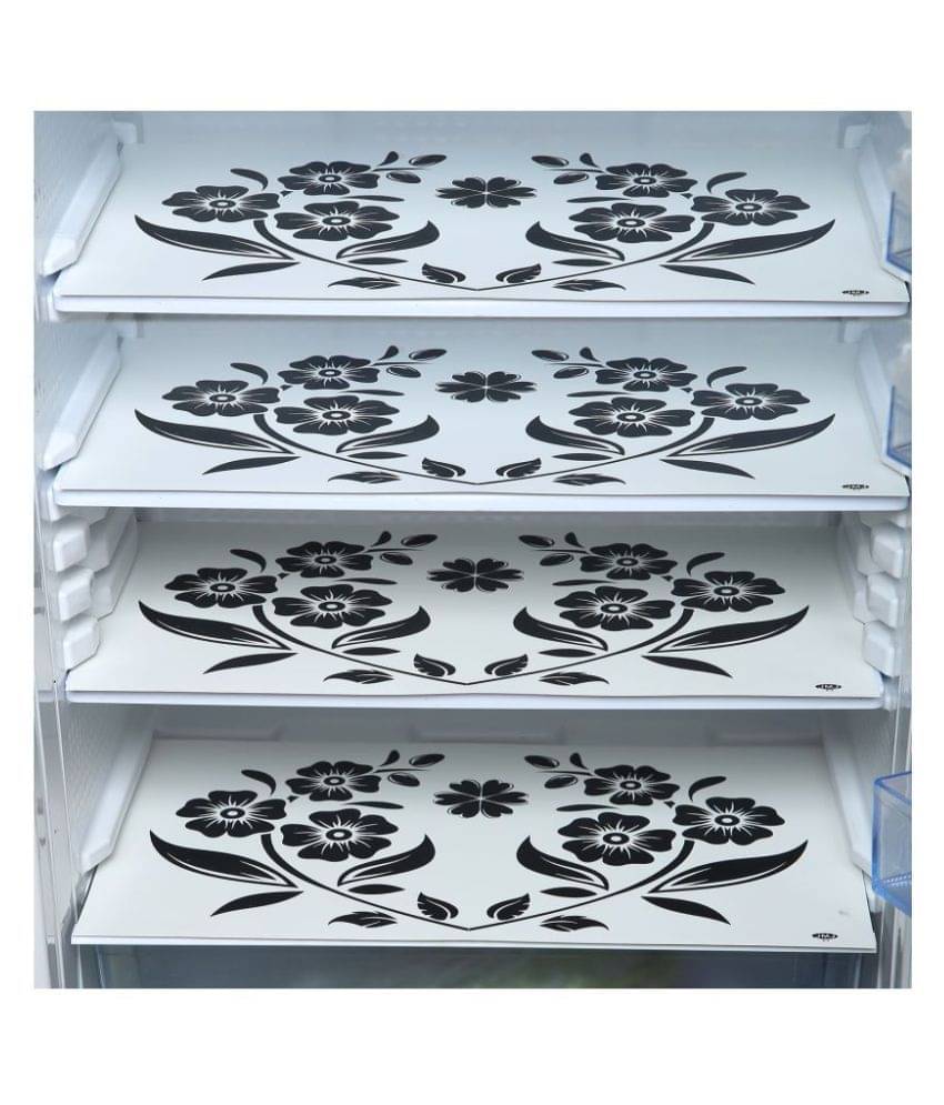E-Retailer Set of 4 PVC Black Fridge Mats E-Retailer Set of 4 PVC Black Fridge Mats
