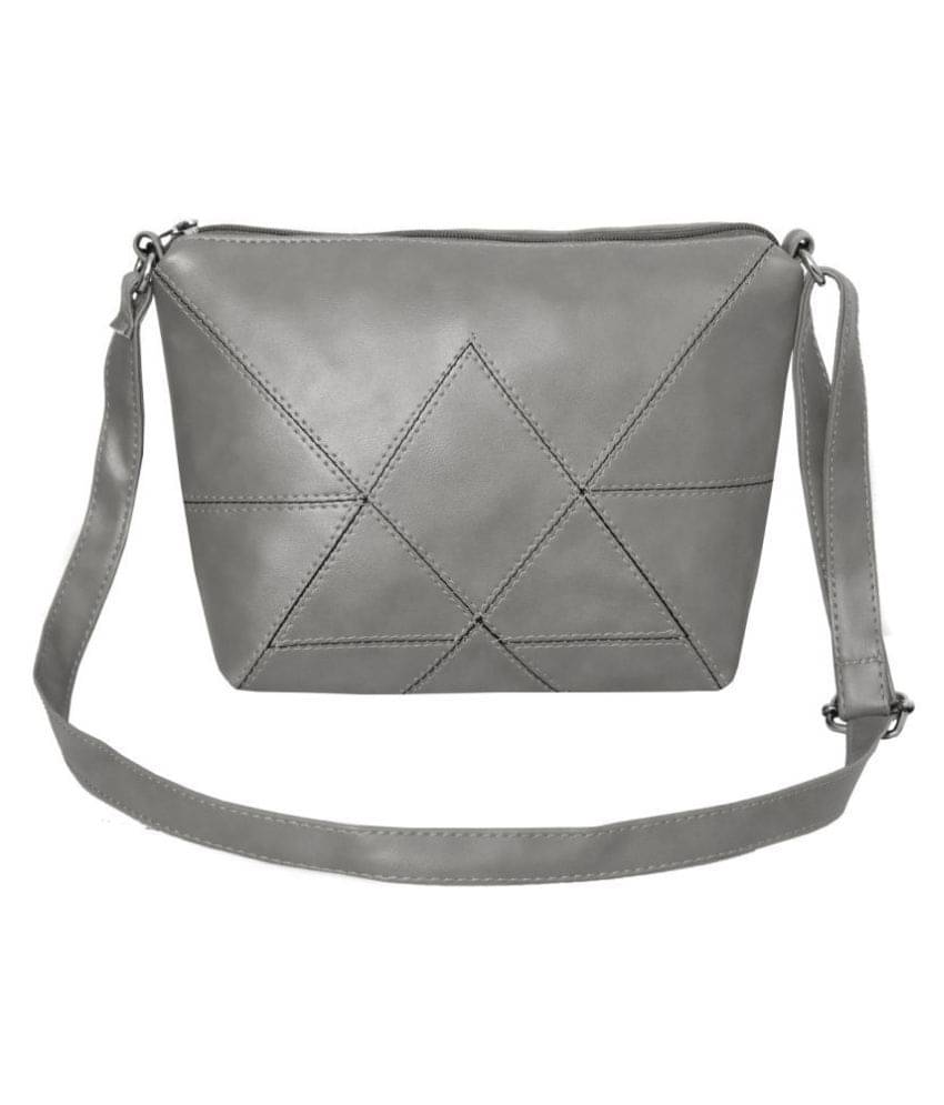     			Leather Land Sling Bag P.U. Set of 1 ( Gray )