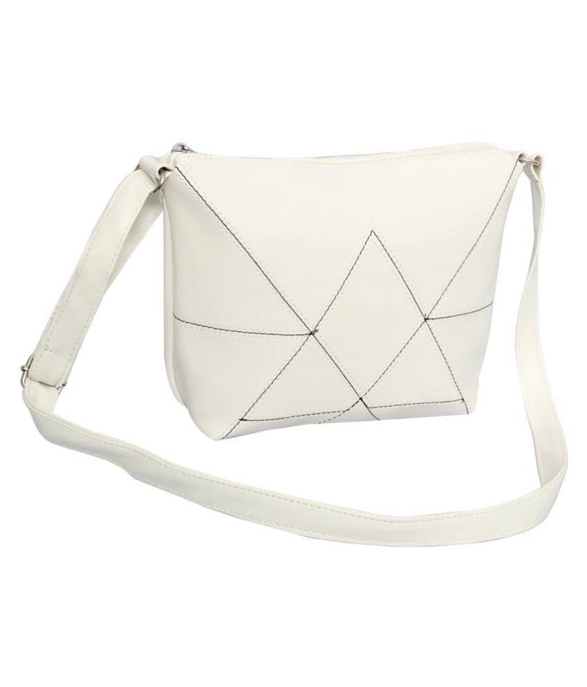     			Leather Land Sling Bag P.U. Set of 1 ( White )
