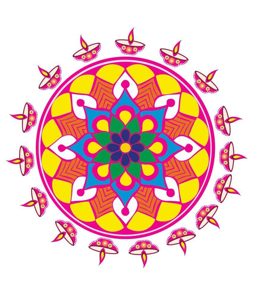 Decor Villa Rangoli Floor Sticker Festive Sticker ( 40 x 40 cms )