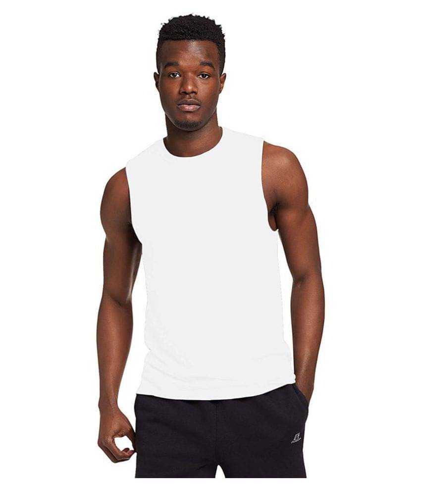 THE BLAZZE White Sleeveless Vests Single     			THE BLAZZE White Sleeveless Vests Single