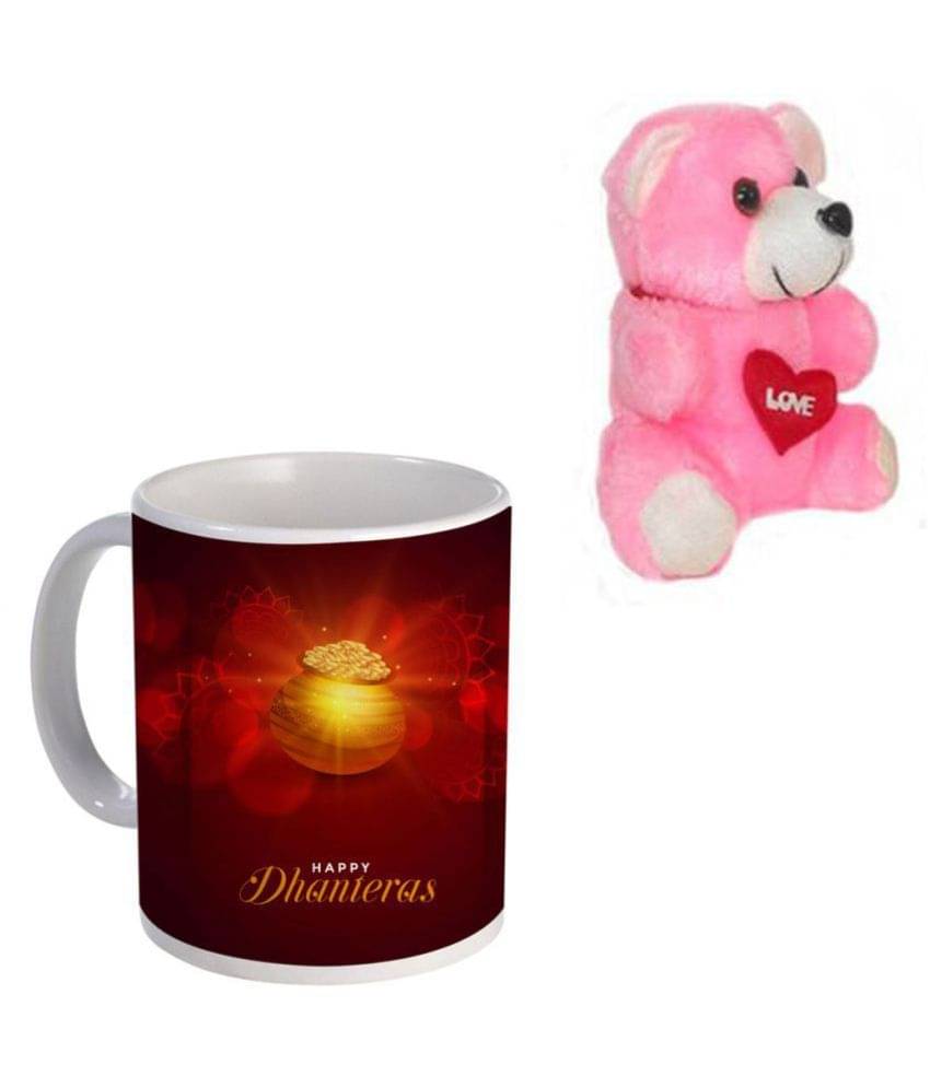     			COLOR YARD best happy dhanteras with mandala with red heart Ceramic Coffee Mug 1 Pcs 320 mL