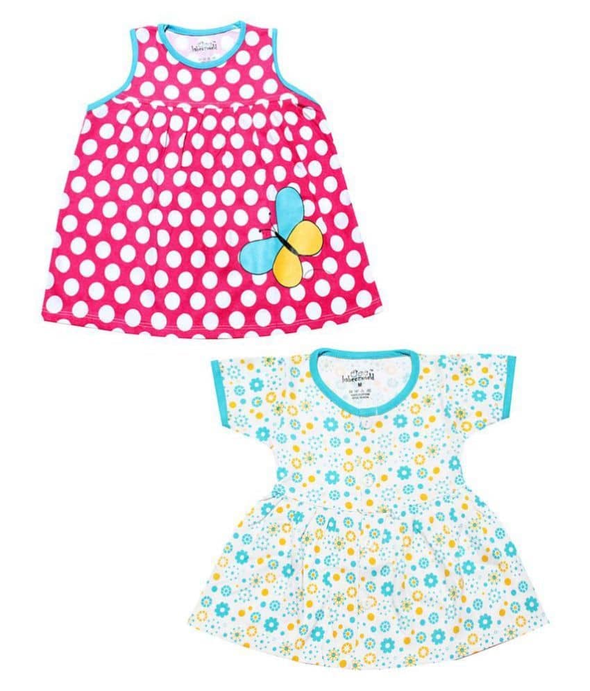 Babeezworld Baby Girls 100% Cotton Frocks ( Multi )