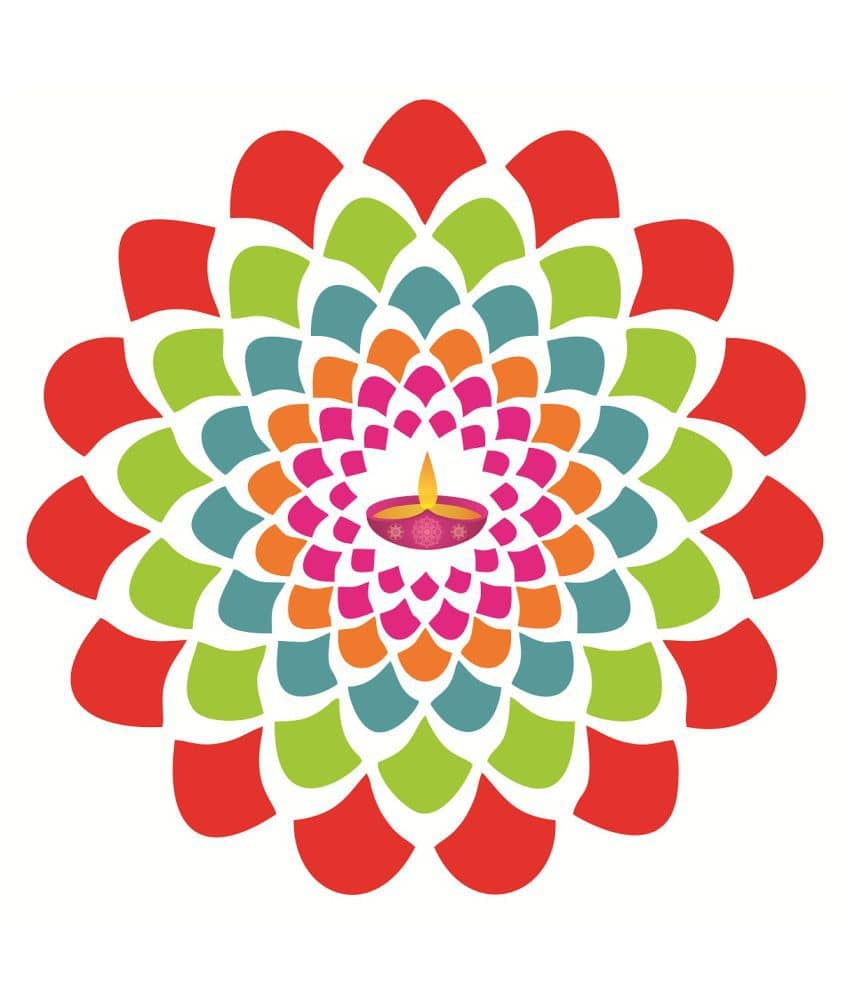 Decor Villa Rangoli Floor Sticker Festive Sticker ( 40 x 40 cms )