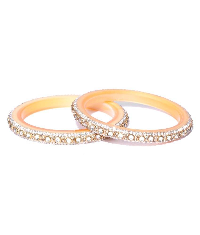 Priyaasi's Set of 2 Gold-Plated Stone-Studded Bangles Priyaasi's Set of 2 Gold-Plated Stone-Studded Bangles