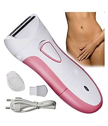 P 2in1 Waterproof Women Lady Chargeable Hair Remover Shaver Trimmer Epilator ( Pink & White )