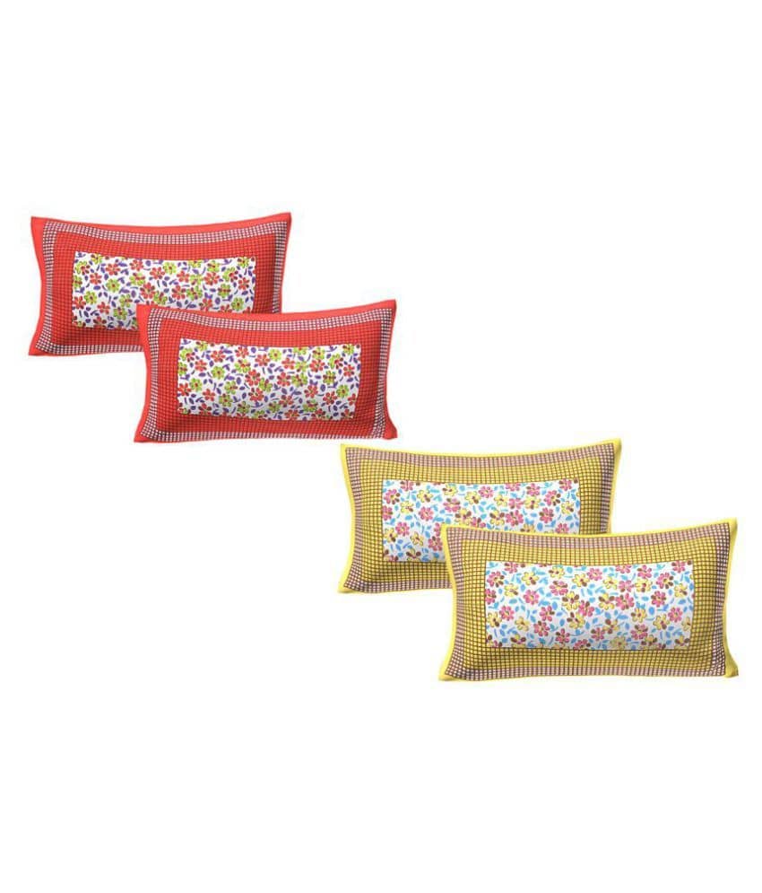 AJ Home Pack of 4 Cotton Multi Pillow Cover (17 X 27 Inch)
