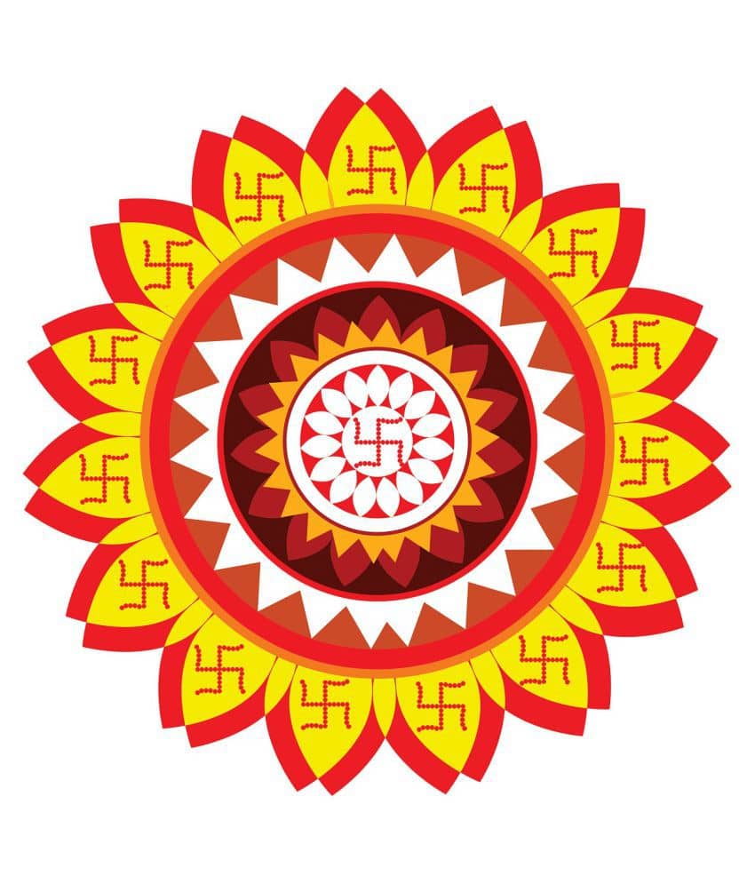 Decor Villa Rangoli Floor Sticker Festive Sticker ( 40 x 40 cms )