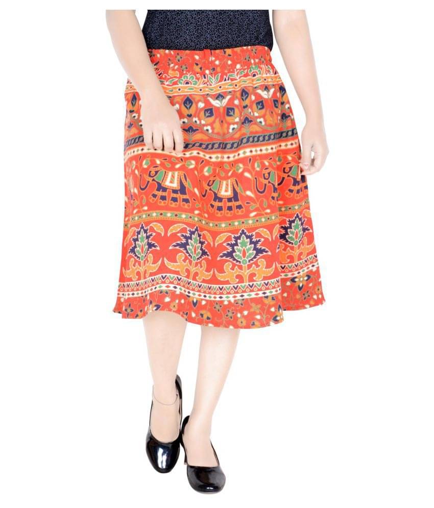     			Sttoffa Cotton A-Line Skirt - Orange
