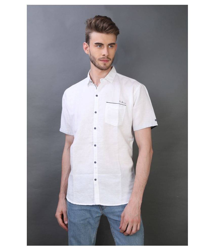 Carbone 100 Percent Cotton White Solids Shirt Carbone 100 Percent Cotton White Solids Shirt