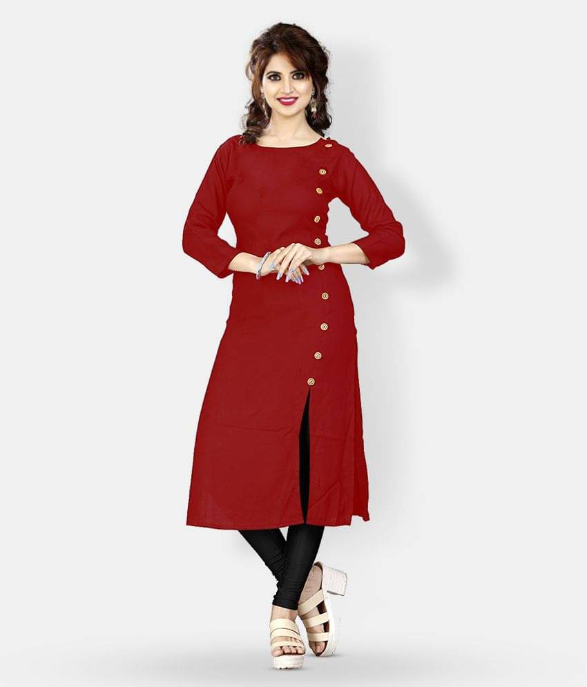 HF Holyday Fashion Maroon Rayon A-line Kurti HF Holyday Fashion Maroon Rayon A-line Kurti