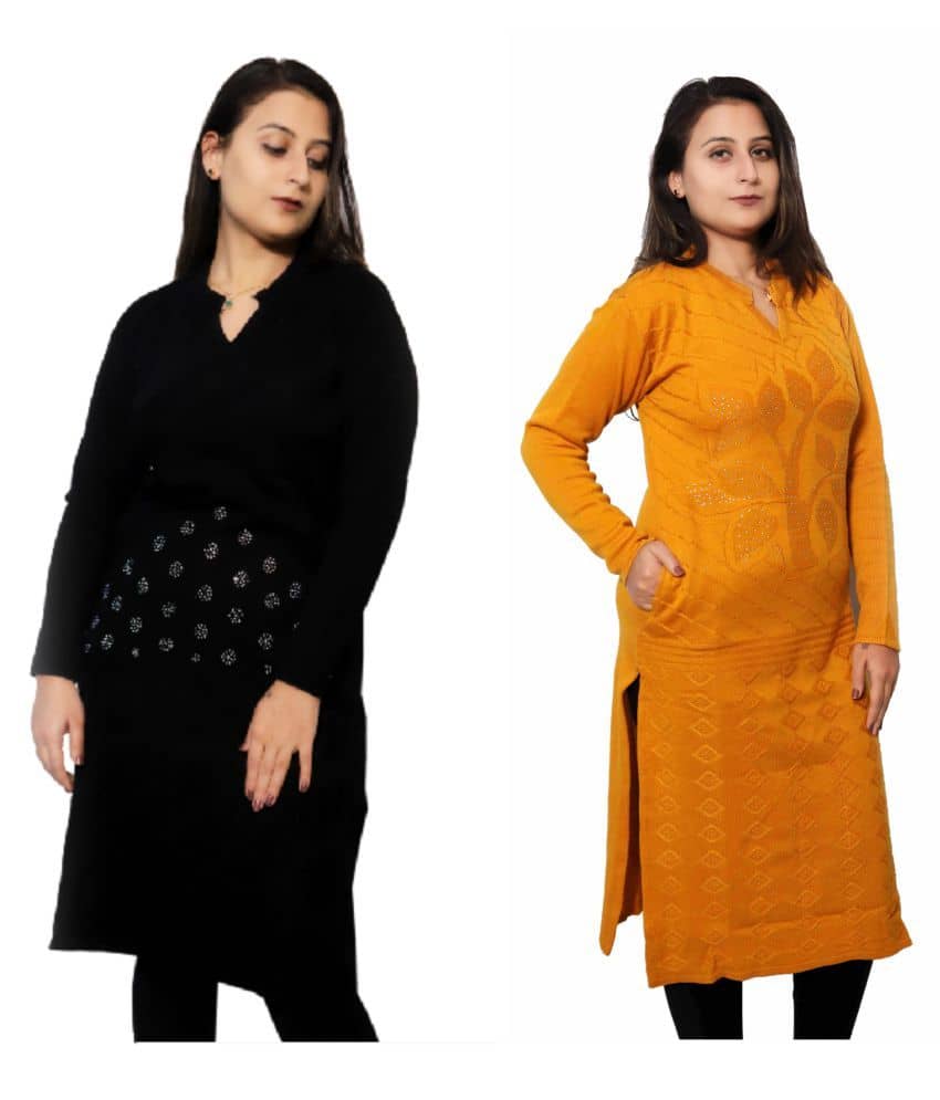 Japroz - Multicolor Woollen Women's Straight Kurti - Kurtis, Tunics | Buy online on ZillyBuy