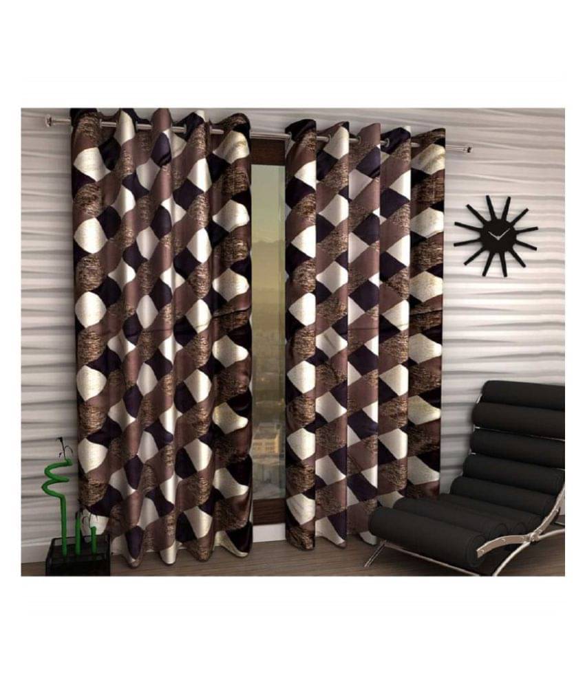     			Tanishka Fabs Semi-Transparent Curtain 7 ft ( Pack of 2 ) - Brown