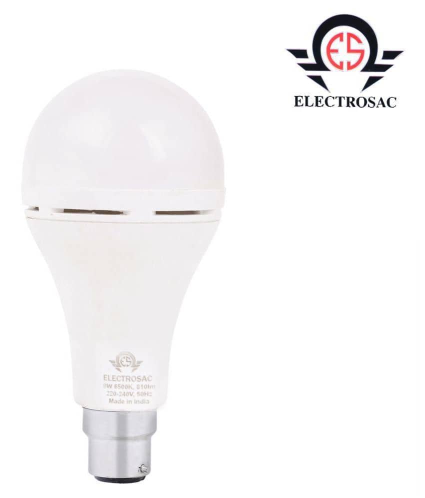 ELECTROSAC 9W Emergency Light Ac Dc Rechargeable Inverter LED Bulb Automatic White - Pack of 1