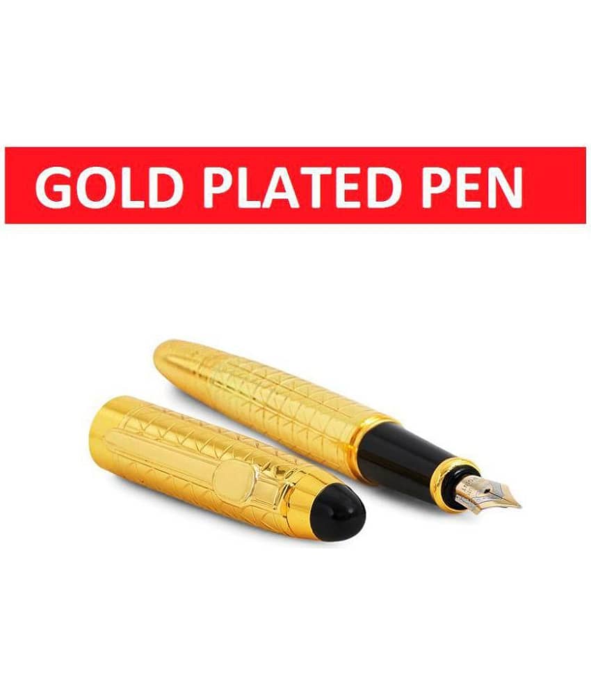 Hayman Jinhao 18 kt Gold Plated Fountain Pen with Box (P-30) - Stationery | Buy online on ZillyBuy