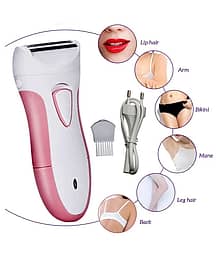 2in1 Women Lady Washable Chargeable Shaver Trimmer Hair Remover Epilator ( Paink & White )