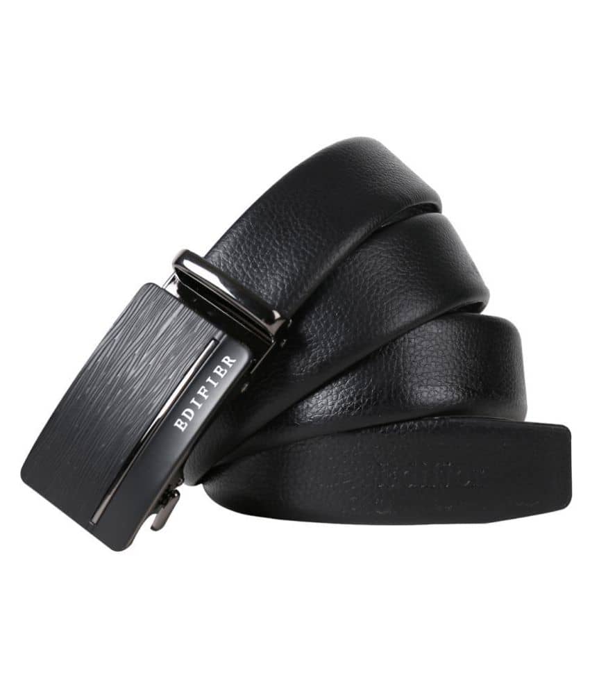 Edifier - Black Leather Men's Casual Belt ( Pack of 1 )