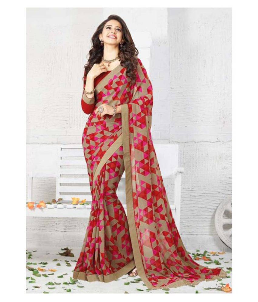 Gazal Fashions Chiffon Printed Saree With Unstitched Blouse Piece ( Multicolor ) Gazal Fashions Chiffon Printed Saree With Unstitched Blouse Piece ( Multicolor )