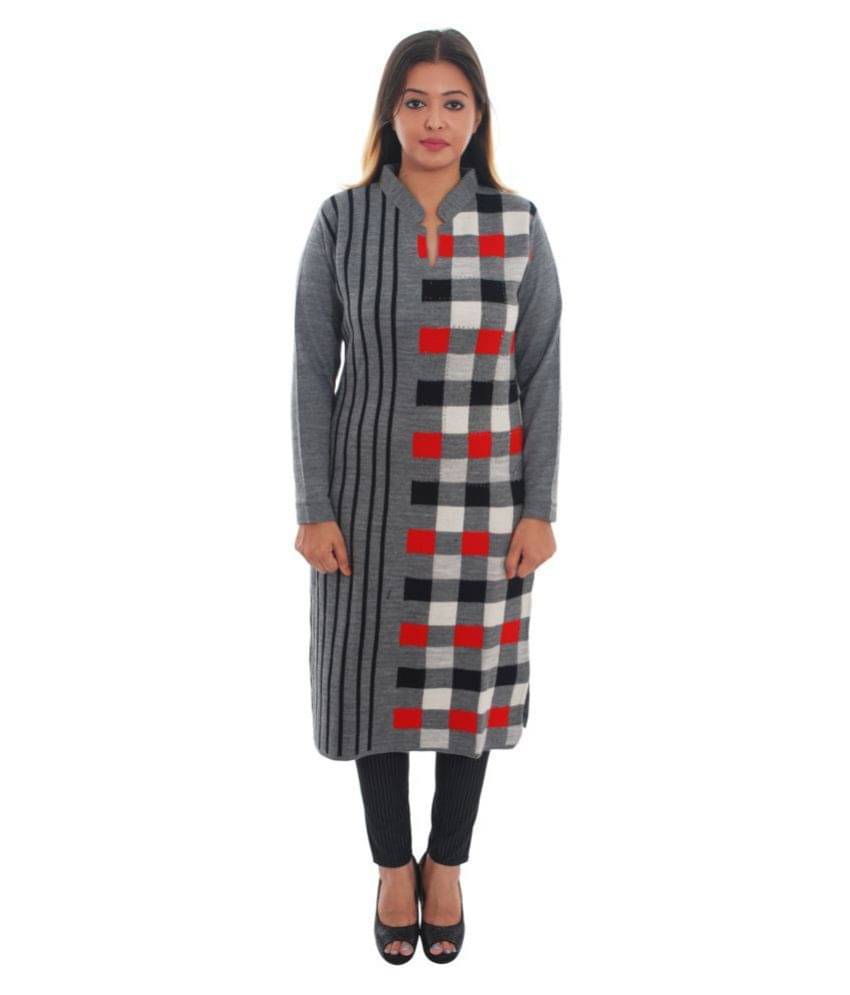     			Japroz Grey Woollen Straight Kurti